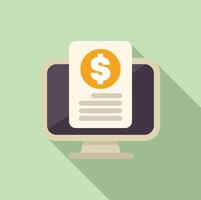 Computer showing invoice for online payment with dollar symbol vector