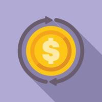 Money circulation concept with rotating dollar coin and arrows vector