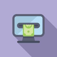 Computer accepting a banknote as online payment method vector