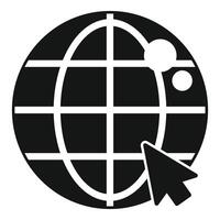 Cursor clicking on planet earth icon for global business vector