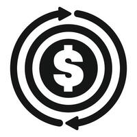 Money turnover icon showing rotating arrows around dollar sign vector