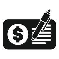 Pen writing a check for payment with dollar symbol icon vector