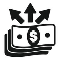 Money increasing value with upward arrows pointing out of dollar bills vector