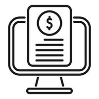 Computer showing online payment invoice with dollar currency symbol vector