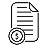 Financial document showing dollar coin representing invoice for payment vector