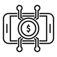 Mobile banking app showing financial transaction with dollar coin vector
