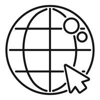 Cursor clicking on world globe icon for global network access vector