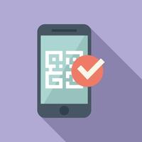 Smartphone scanning qr code with checkmark icon for successful scan vector