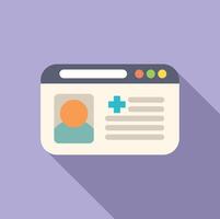 Online medical consultation, patient profile showing on website with cross icon vector