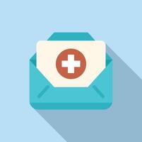 Envelope containing a document with a medical cross is showing online medical services vector