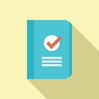 Blue notebook with check mark icon representing completed task vector
