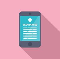 Smartphone showing vaccination certificate on screen vector