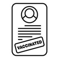 Vaccination document icon showing patient is vaccinated vector