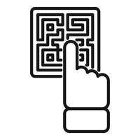 Person scanning qr code with finger outline icon vector