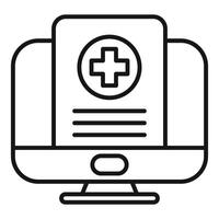 Online medical consultation presenting medical information on computer screen vector