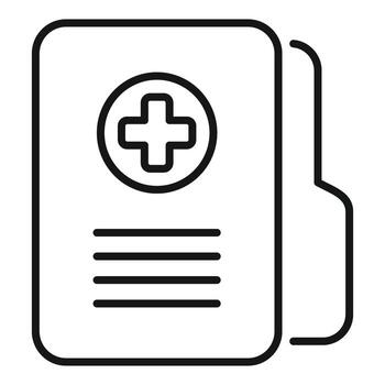 Medical record folder icon showing patient data with cross symbol vector