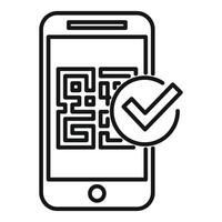 Smartphone scanning and validating qr code with checkmark icon vector