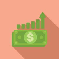 Dollar banknote increasing value with growing up chart vector
