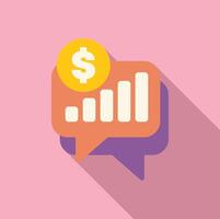 Speech bubble showing increasing bar graph with dollar sign, financial success concept vector
