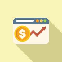Website showing increasing profits with dollar sign and upward arrow vector