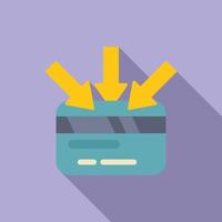 Credit card receiving payments with arrows pointing down vector
