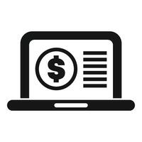 Laptop showing online payment system with dollar sign and bill icon vector