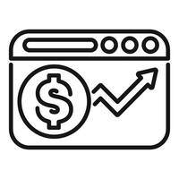 Web browser window displaying increasing dollar sign chart indicating online business growth vector