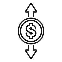 Dollar coin with up and down arrows showing market volatility vector