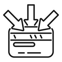 Credit card attracting money with three arrows pointing down vector