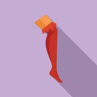 Red stocking with lace top is lying on purple background vector