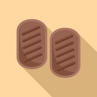Two grilled burger patties lying side by side on yellow background vector