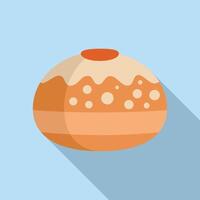 Round challah bread with icing drizzled on top for rosh hashanah vector