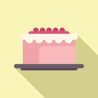 Square cake with berries on top sitting on a plate illustration vector