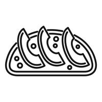 Avocado toast with spices minimalist line art icon representing healthy eating vector