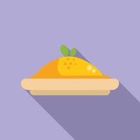 Delicious shepherd's pie lying on a plate with long shadow vector