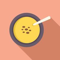 Bowl of soup with seeds on a pink background minimalist illustration vector