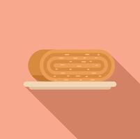 Swiss roll cake lying on plate minimalist illustration vector