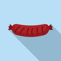 Grilled sausage lying on blue background with long shadow vector