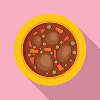 Hearty bowl of stew is being served in a yellow bowl vector