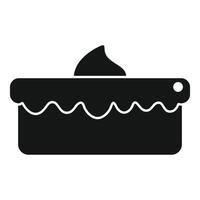 Rectangular cake with cream decorated with chocolate topping icon vector