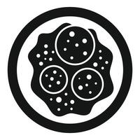 Black glyph style icon of a dish with cookies and chocolate vector