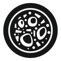 Round tray with abstract pattern representing pizza with ingredients like olives, pepperoni, sausage, mushrooms vector