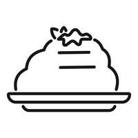 Mashed potato serving on a plate, side dish line icon vector