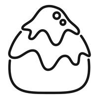 Delicious round cake with cream topping dripping icon outline vector