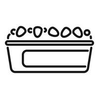 Plastic container filled with fresh raw eggs from the market for sale at grocery store vector