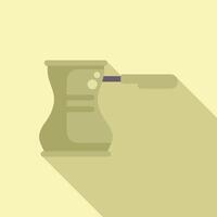 Cezve coffee pot with long shadow showing boiling coffee vector