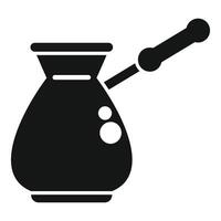 Turkish coffee pot with long handle brewing coffee silhouette icon vector