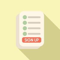 Online registration form with button saying sign up vector