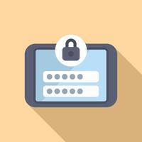 Tablet showing login form with password being entered securely vector