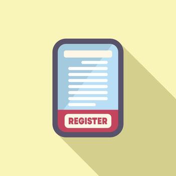 Online registration form on smartphone screen with register button vector